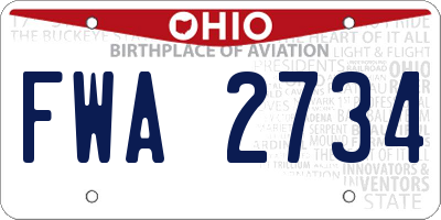 OH license plate FWA2734