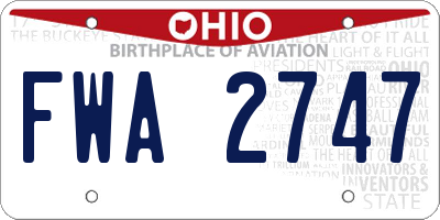 OH license plate FWA2747