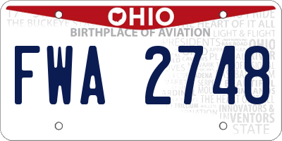 OH license plate FWA2748