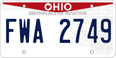 OH license plate FWA2749