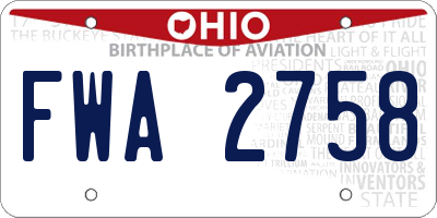 OH license plate FWA2758