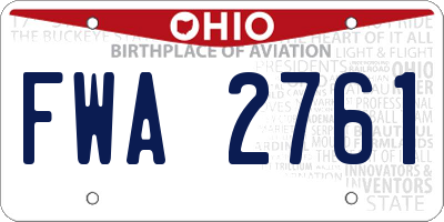 OH license plate FWA2761