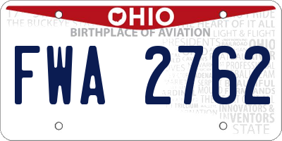 OH license plate FWA2762