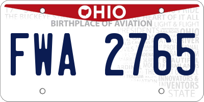 OH license plate FWA2765