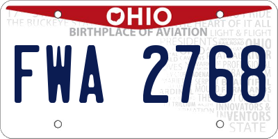 OH license plate FWA2768