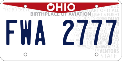 OH license plate FWA2777