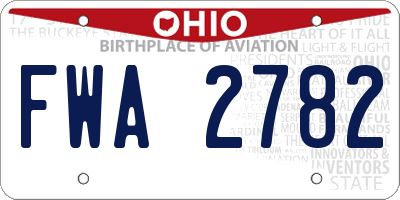 OH license plate FWA2782