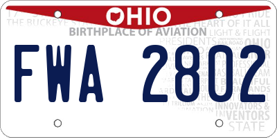 OH license plate FWA2802