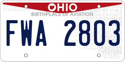 OH license plate FWA2803