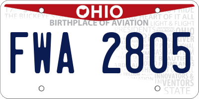 OH license plate FWA2805