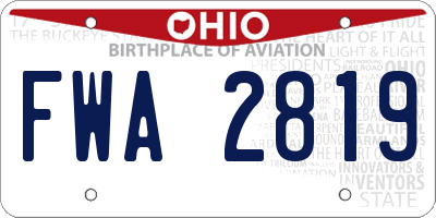 OH license plate FWA2819