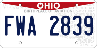 OH license plate FWA2839