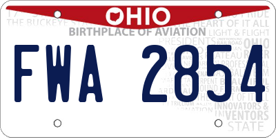 OH license plate FWA2854