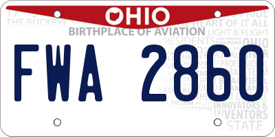 OH license plate FWA2860