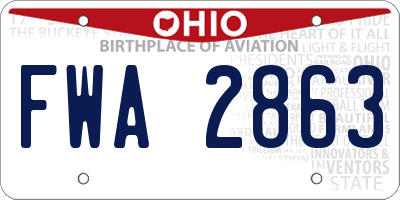 OH license plate FWA2863