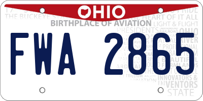 OH license plate FWA2865