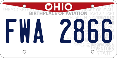 OH license plate FWA2866