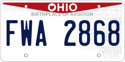 OH license plate FWA2868