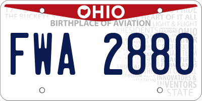 OH license plate FWA2880