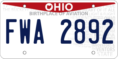 OH license plate FWA2892