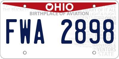 OH license plate FWA2898