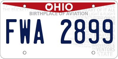 OH license plate FWA2899