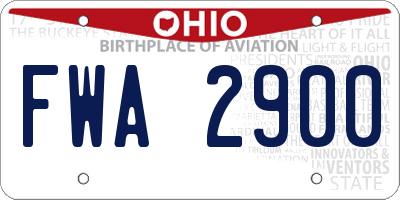 OH license plate FWA2900