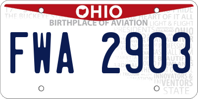 OH license plate FWA2903