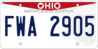 OH license plate FWA2905