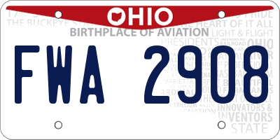 OH license plate FWA2908