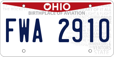 OH license plate FWA2910