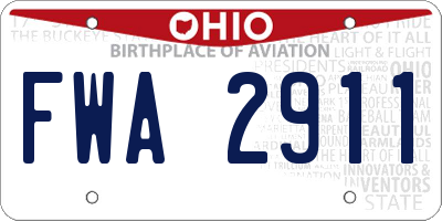 OH license plate FWA2911