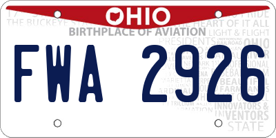 OH license plate FWA2926
