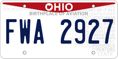 OH license plate FWA2927