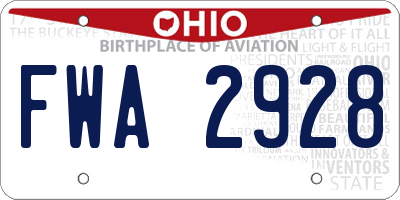 OH license plate FWA2928