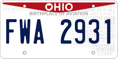 OH license plate FWA2931