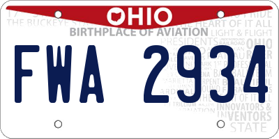 OH license plate FWA2934