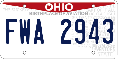 OH license plate FWA2943