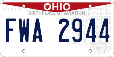 OH license plate FWA2944