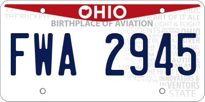 OH license plate FWA2945