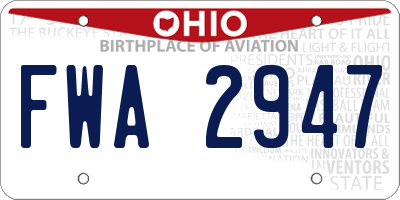 OH license plate FWA2947