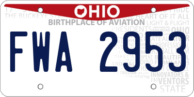 OH license plate FWA2953