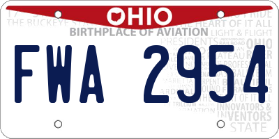 OH license plate FWA2954