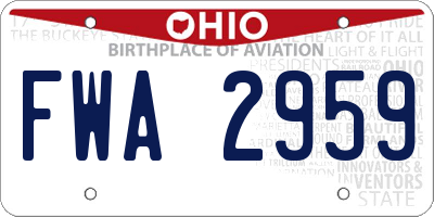 OH license plate FWA2959