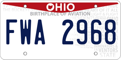 OH license plate FWA2968