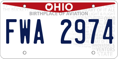 OH license plate FWA2974