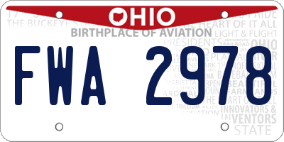 OH license plate FWA2978