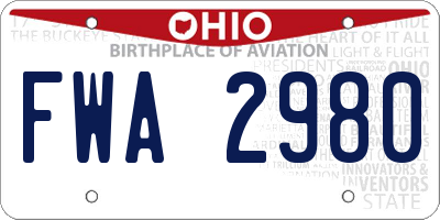 OH license plate FWA2980