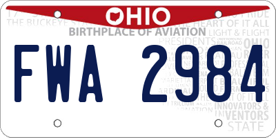 OH license plate FWA2984