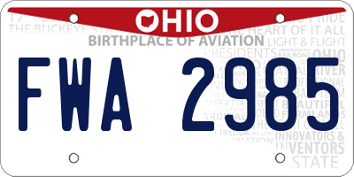 OH license plate FWA2985